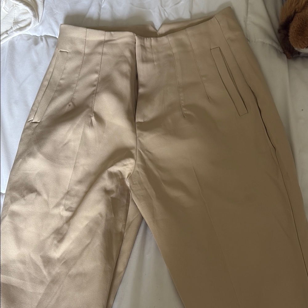 Womens Tan Slim Slacks
